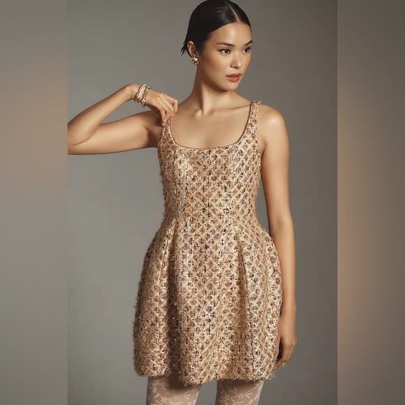 Maeve by Anthropologie Tweed Fit & Flare Mini Dress - Picture 1 of 11